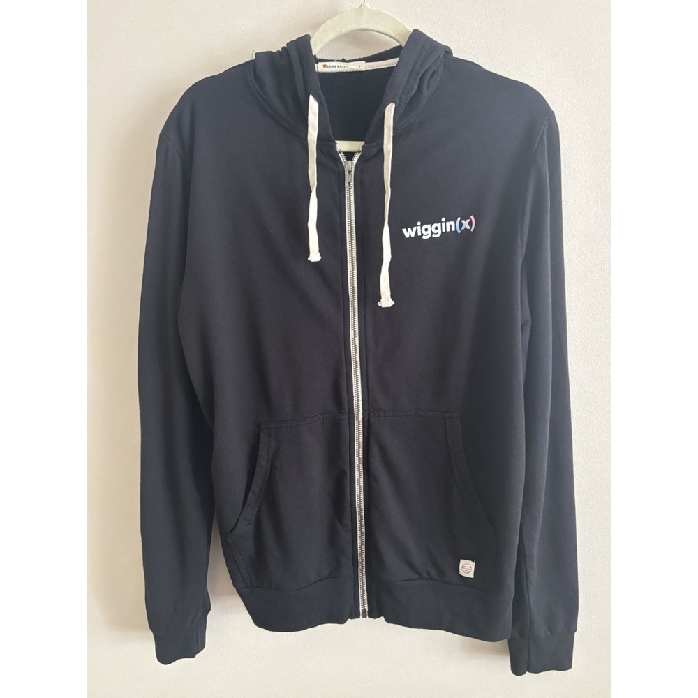Marine Layer Black Full Zip Embroidered Hoodie Men Size M Logo